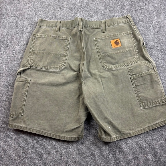 CARHARTT Men’s Washed Duck Work Shorts Green Utility Cargo shorts size: 38 - Picture 2 of 9